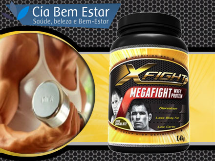 50% OFF em 01 Whey Protein MegaFight - X-Fight 1,4Kg + 01 BCAA X-Pharma 150 cápsulas, na Cia Bem Estar, de 220,00 por 110,00.